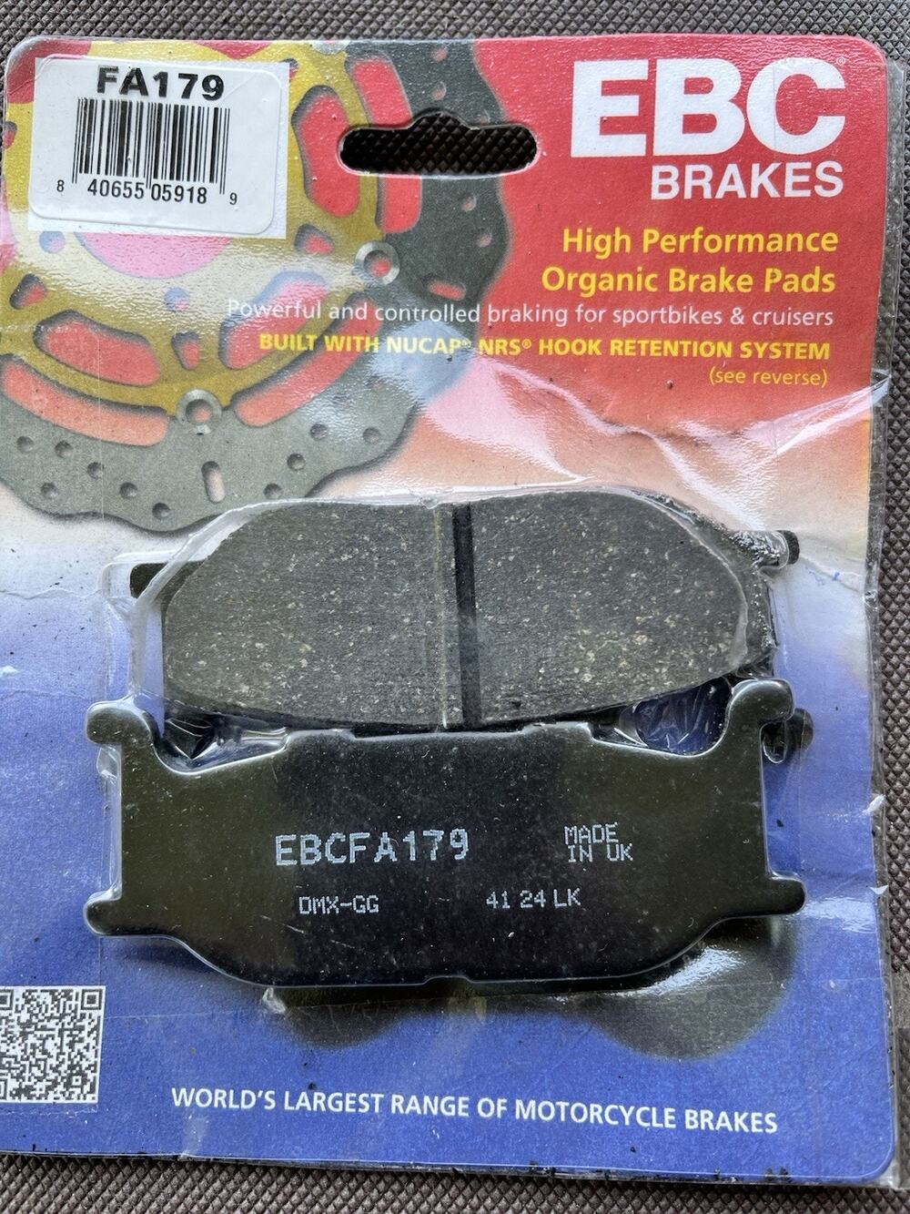 EBC Organic Brake Pads FA179 Yamaha V Star Seca Royal Star Stryker Open Box, New